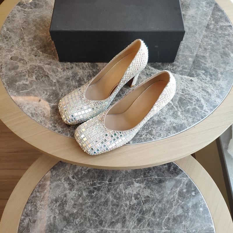 

Design High Heels Single Shoes Femmes Chaussures Ladies Shoes 2020 Mujer Bombas Party Crystal glass Highest Quality, As shown