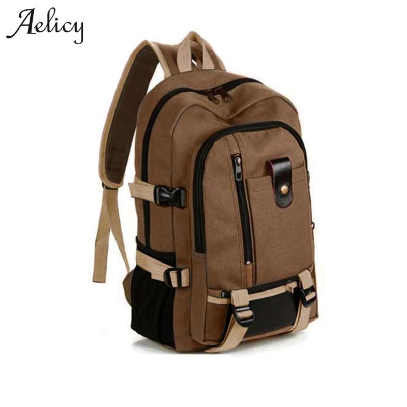 

Aelicy Travel Rucksack Multifunctional Travel bucket Backpack Men Rugzak 3 Colors Canvas College Student School Backpack 2020, Army green