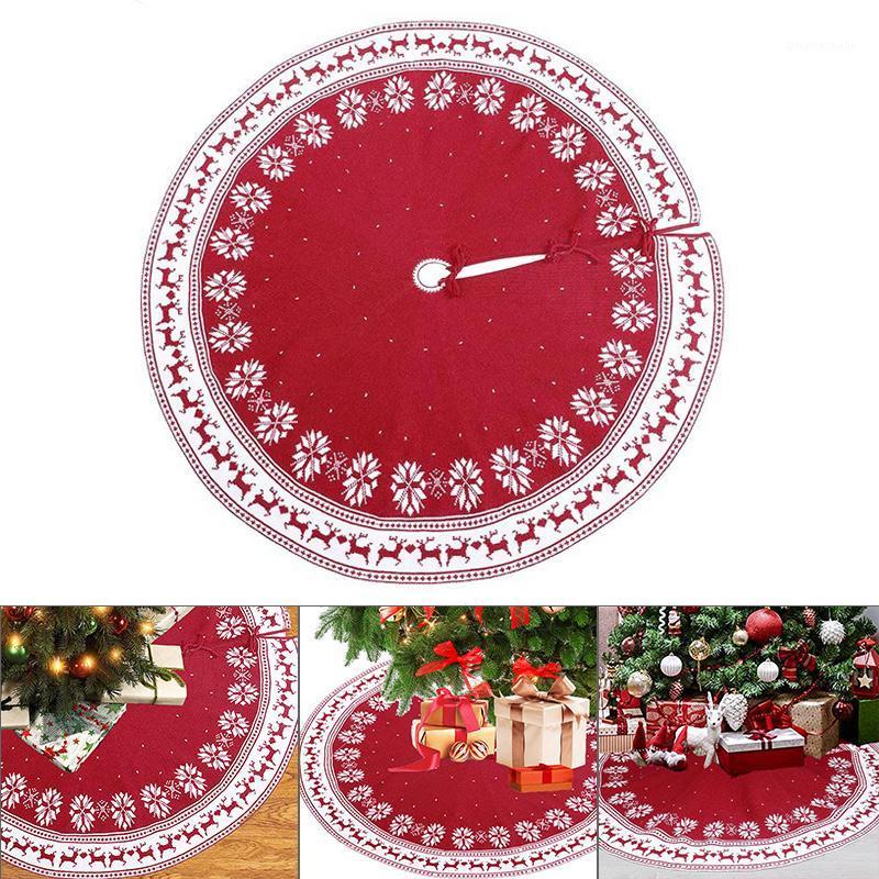 

Christmas Gift Knitted Snowflake Deer Tree Skirt Christmas Tree Apron Decoration for Decorations Holiday @LS1