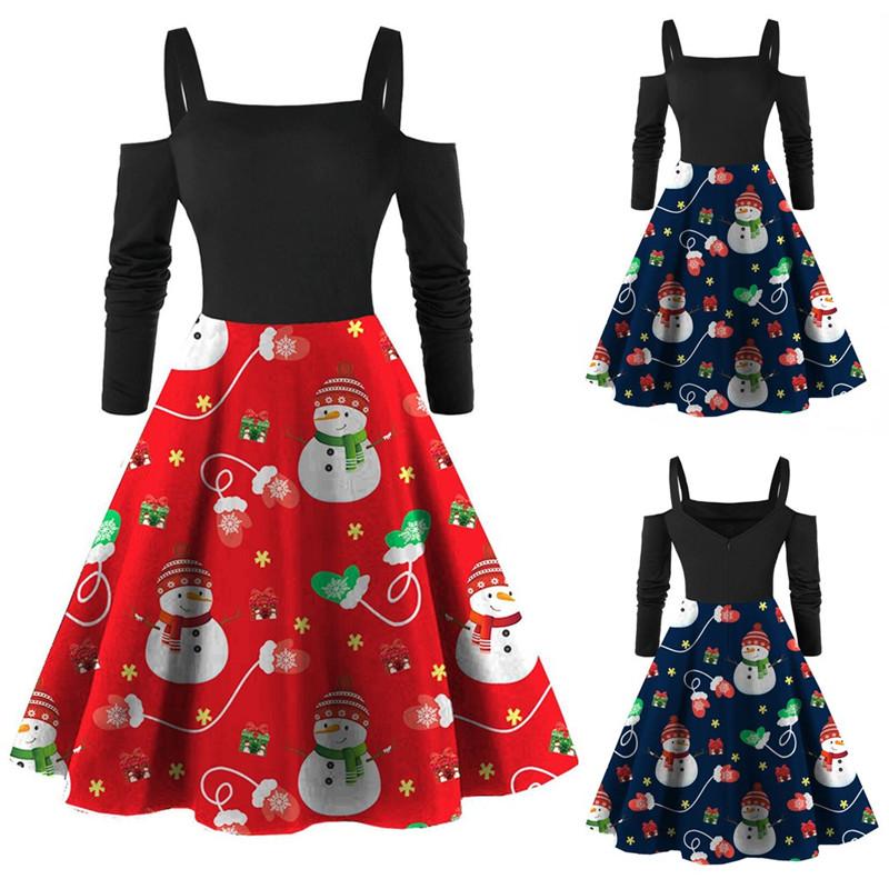 

Hot sale Christmas dress women Long Sleeve Vintage Robe Swing Party Dress Autumn Elegant Female Evening Party clothes