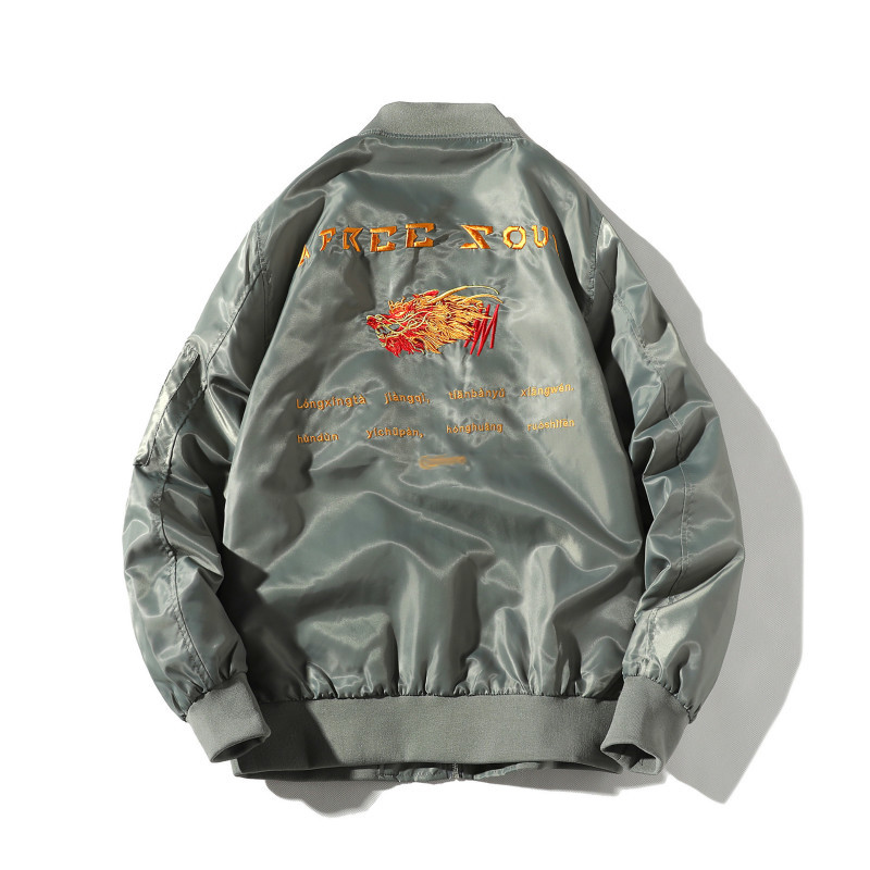 

2021 New Jaqueta Bordado Dos Homens Drago Homem Japons Streetwear Outono Juventude Moda Nova Chamarras Para CLNK, Black