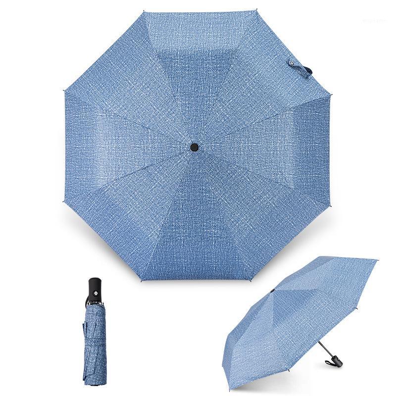 

Business Automatic Men Parasol Women Umbrella Portable Uv Protection 3 Folding Black Coating Sun Simple Umbrella Rain U5B2211, No automatic blue