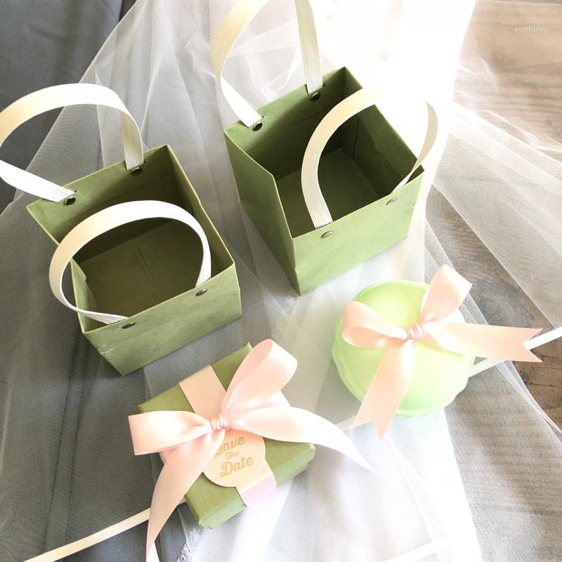 

20pcs/lot green gift box Creative Macaroon candy box gift bags with handles wedding baby shower chocolate boxes Party Supplies1