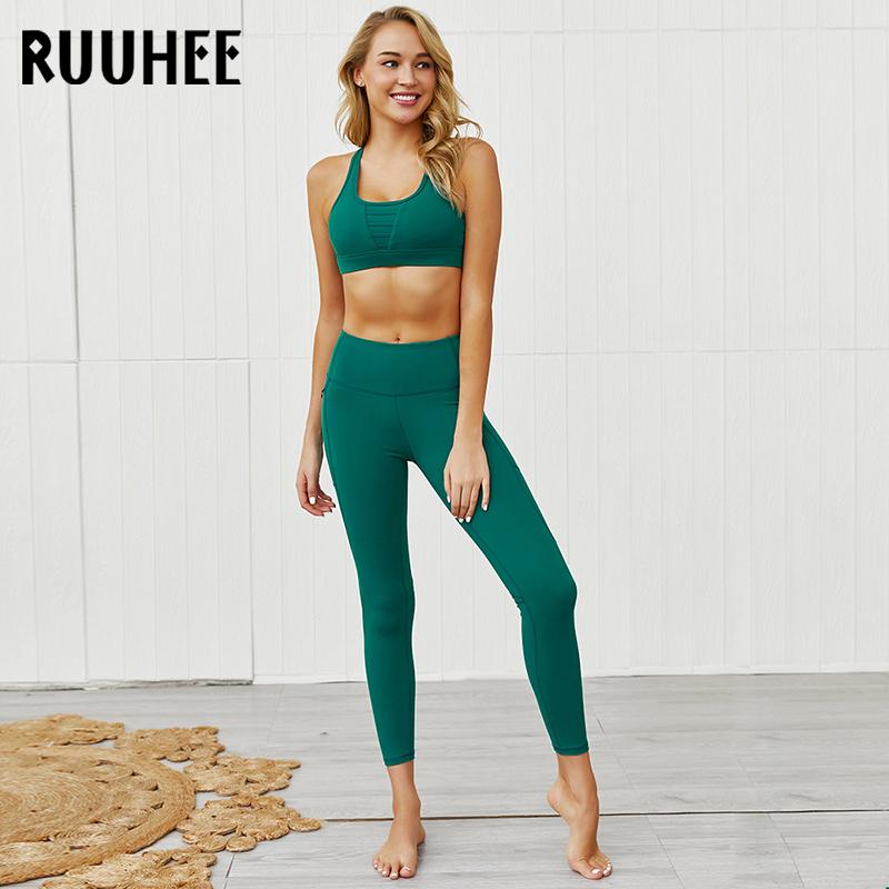 

RUUHEE Yoga Set Women Seamless Gym Athletics Clothing Fitness Workout Set High Waist Leggings Exercise Outfits Female, Ss68gy