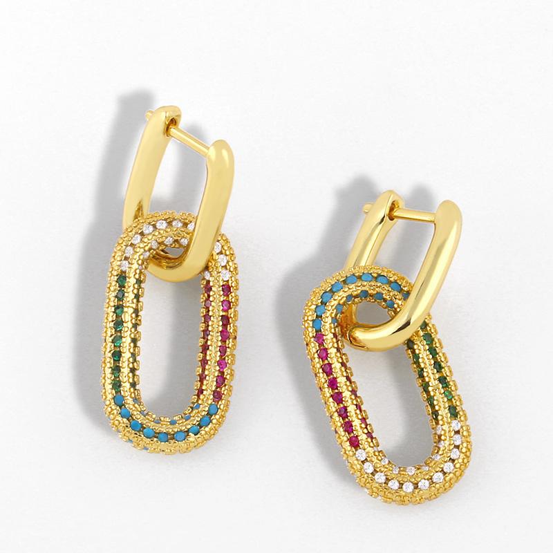 

Multicolor Crystal Drop Earrings For Women Geometric Square Earrings Dangle Micro Pave Copper CZ Jewelry Gifts ersu13