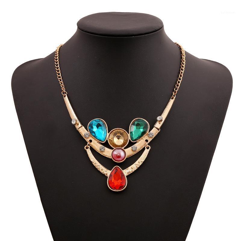 

LZHLQ Vintage Geometry Crystal Glass Waterdrops Choker Statement Necklace Women Trendy Zinc Alloy Necklaces Pendants Jewelry1