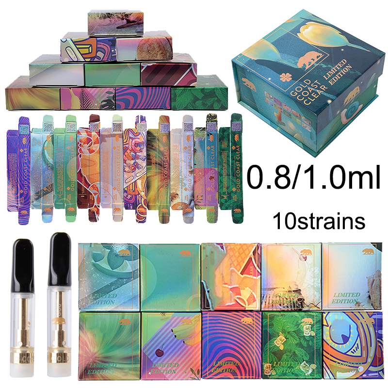 

Gold Coast Clear Spring Edition Limited Editions Atomizers Vapes Cartridges Packaging 0.8ml 1.0ml Ceramic Coil Empty Vape Pen Cartridge Thic