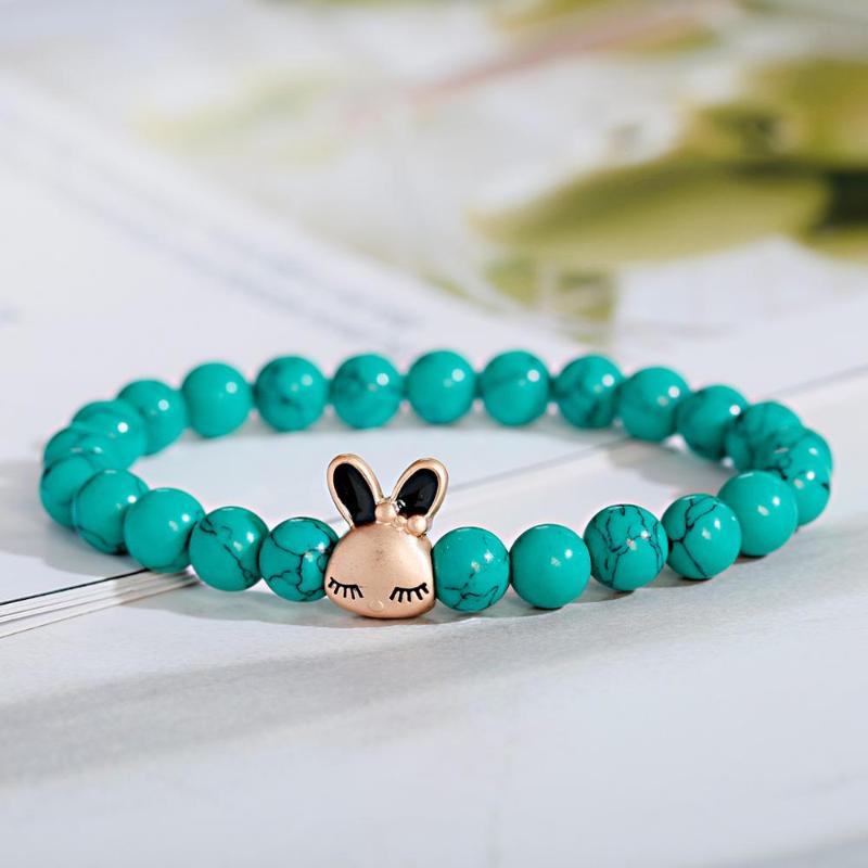 

Fashion Lady Fashion Hand-Knitted Bracelet Natural Stone Bright Black Stone Luxury Turquoises Beaded Elastic Bracelet 2020 Gift