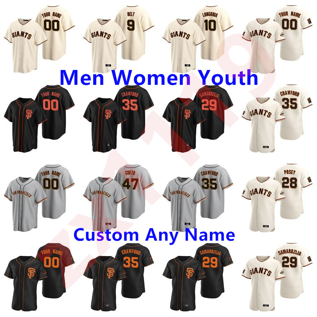 

San Francisco 2020 Buster Posey Jersey Brandon Crawford Kevin Pillar Yastrzemski Longoria Belt Jersey Men Women Youth Baseball, As pic