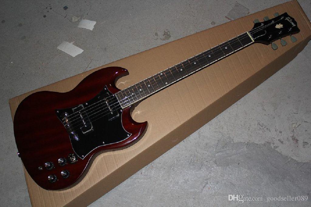 

Factory Price High Quality BEST P90 pickups G SG400 Black Pickguards Double Cut Way Wine Red Electric Guitar