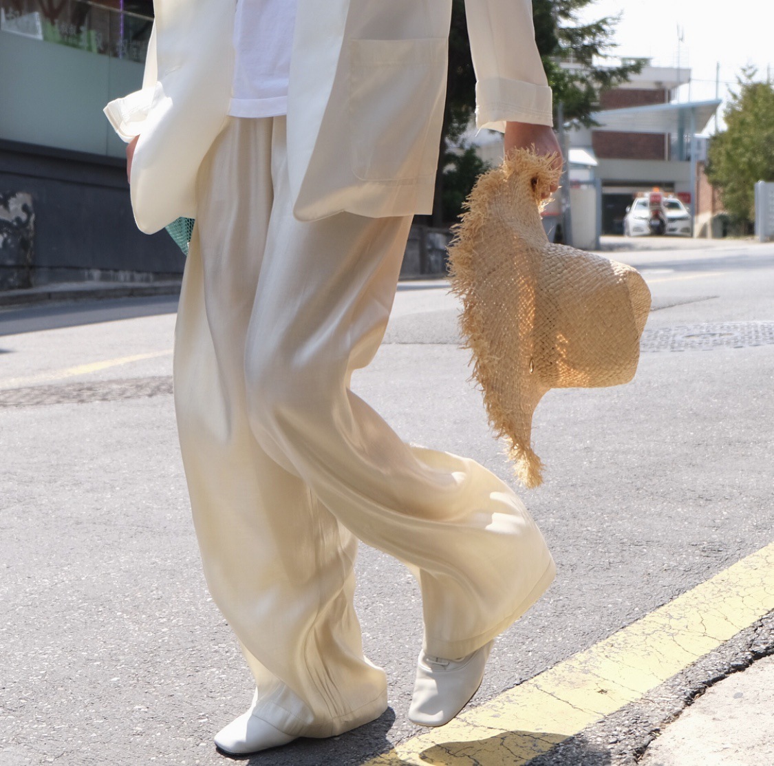 

2021 New Sherhure White Autumn Pure Color Women Wide Legs Straight Fancy Female Pants Yvr6, Green