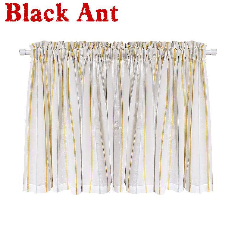 

Nordic Half Curtain for Small Window Coffee Cabinet Stripe Curtain for Kitchen Bay Window Yellow Drape Blinds DL-JD022#40, Stripe short curtain