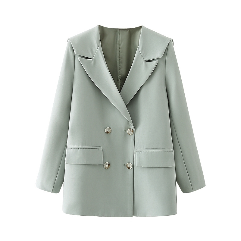 

2021 New Female Neck Inlaid Blazers Fashion Solid Ladies Elegant Women' Fashionable Double Breasted Jackets OX1Y, Mint