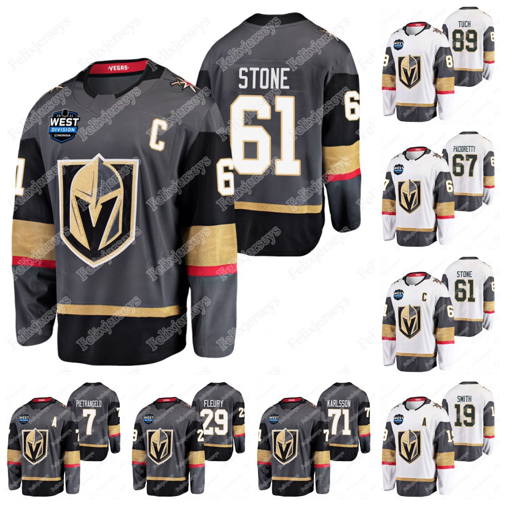 

61 Mark Stone (C) 2021 West Division Patch Jersey Vegas Golden Knights Robin Lehner Reilly Smith Paul Stastny Ryan Reaves Max Pacioretty, Home jersey womens s-xxl