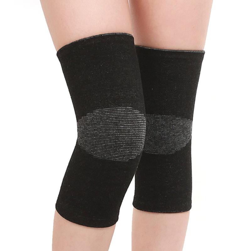 

A pair of Kneepad Knitted Bamboo Charcoal Four Side Bounce Fitness Exercise Running Middle Aged Keep Warm Knee Pad, White