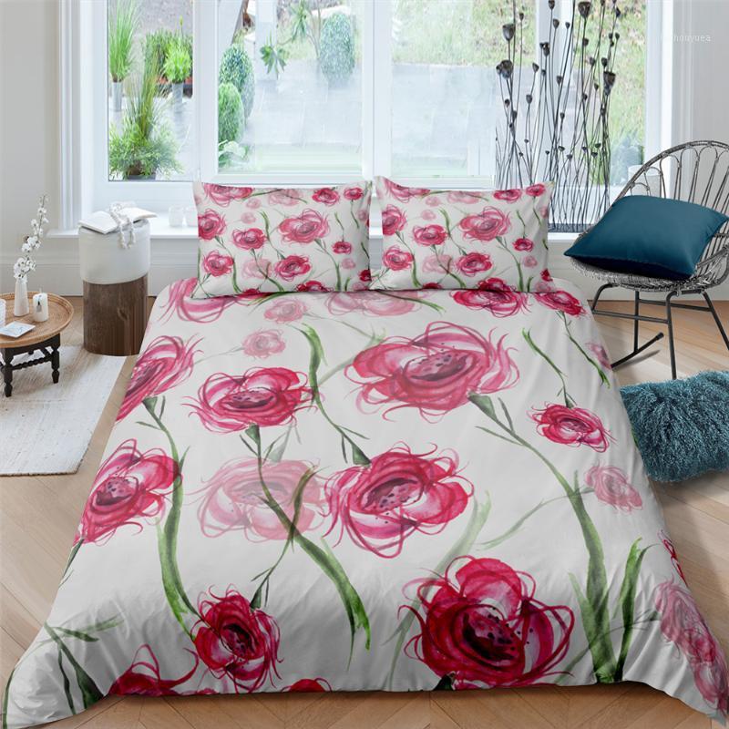 

Deluxe 3D Floral Digital Print Home Textile Bedding Set Feather Duvet Cover Xl Queen Quilt Set 2/3 PCS1, Bb28-3