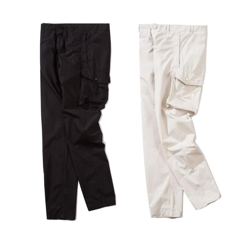 

Designer pants men and women the same solid color casual lace-up trousers pockets loose straight-leg overalls, Khaki