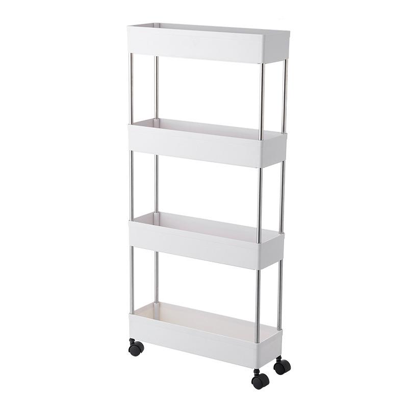 

Kitchen Storage Rack Side Shelf Removable Wheels 2/3/4 Layer Bathroom Organizer Shelf Gap Holder Space Saving Bathroom Supplies