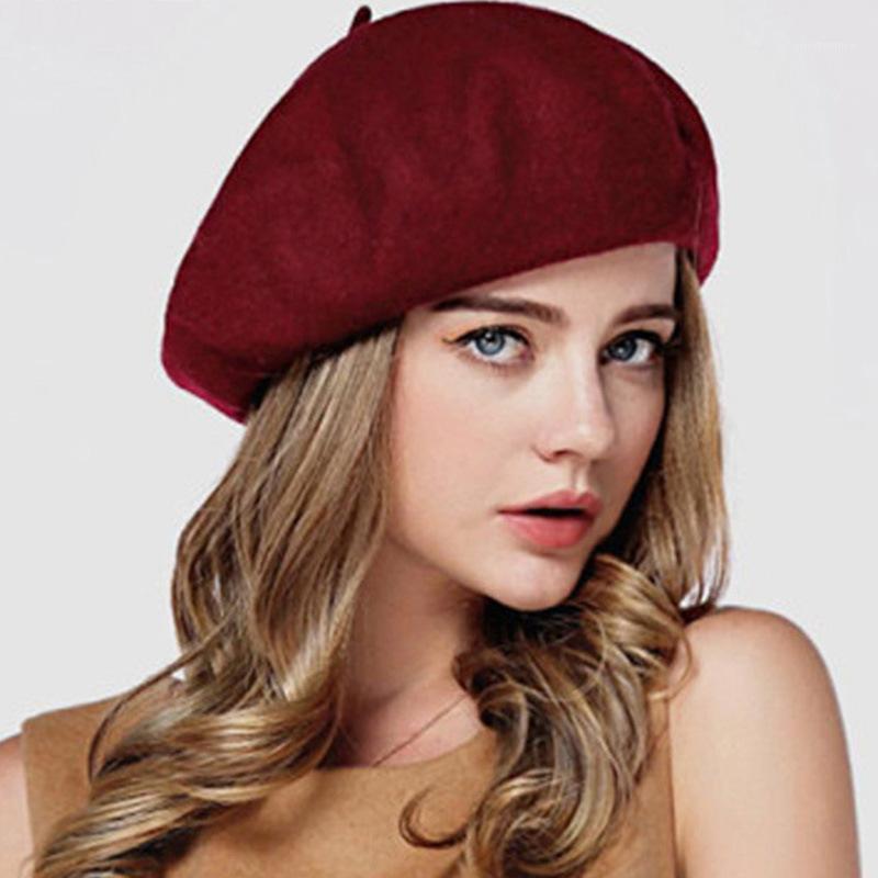 

Fashion personality trend hat women autumn and winter wool beret British three-dimensional painter hat woolen warm beret1, Black