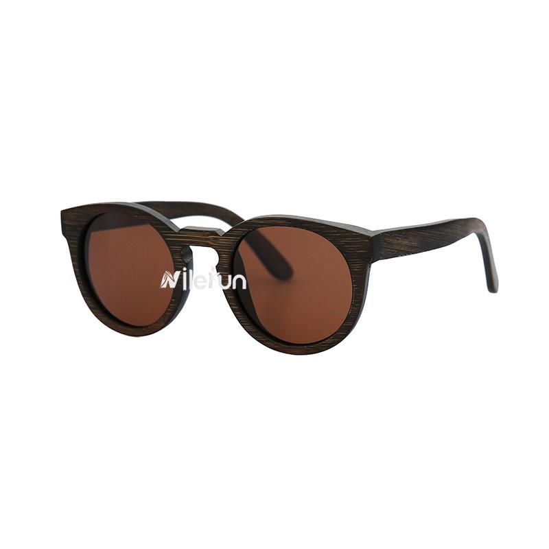 

Vintage round cat eye wooden bamboo sunglasses