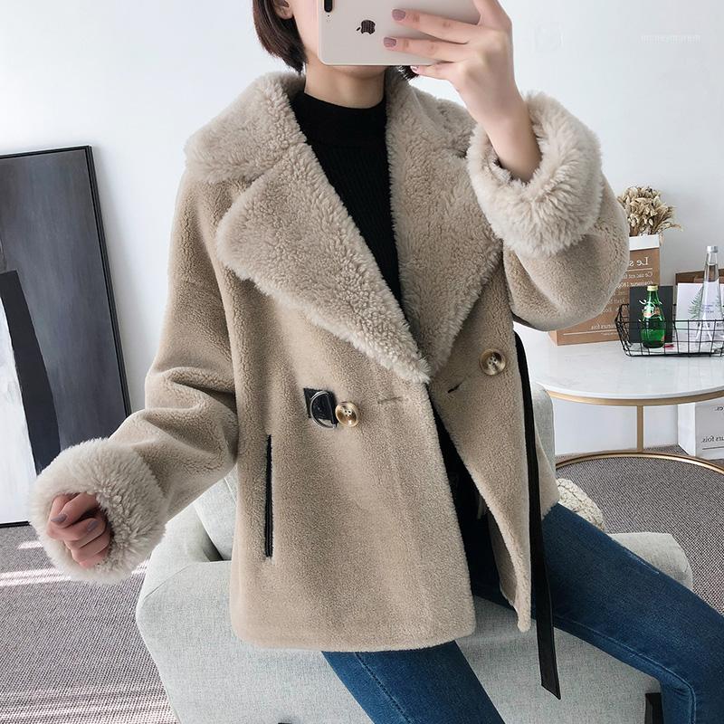 

Real Fur Coat Female Autumn Winter Coat Women Korean Sheep Shearing Wool Jacket Clothes Abrigo Mujer 2020 Y737 KJ24071, Camel