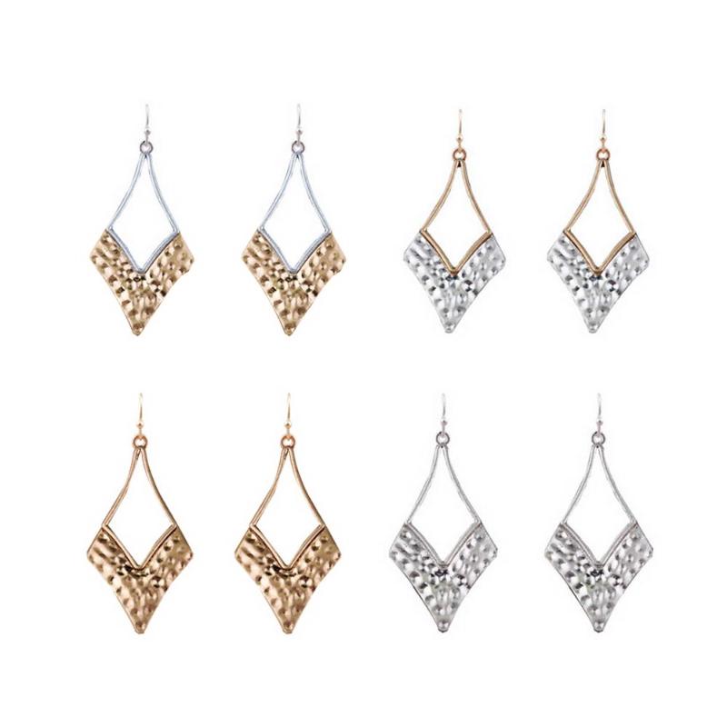 

E7192 ZWPON Two Tone Cutout Hammered Arrow Earrings for Women 2021 New Arrival