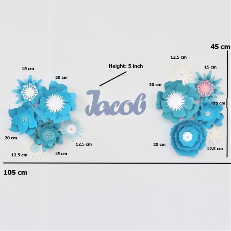 

DIY Paper Flowers Set Name Sign Kit Nursery Wall Decoration Baby Shower Backdrop Boys Nursery Wall Flower Decor Fleur Drop Ship1, Custom color