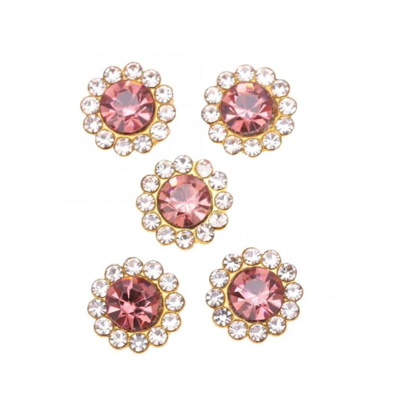 

Rhinestones Nail Polish 5 Colors 5pcs 10mm Gold Plating Round Shape DIY Nail Art Decoration