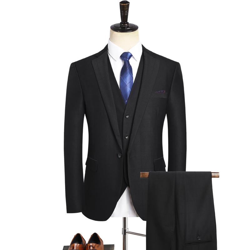 

2021 New Suits Fashion Movement Cultivate Tender Morality Occasional Three-piece Suit Men Size Set S-3xl V3N2, Black