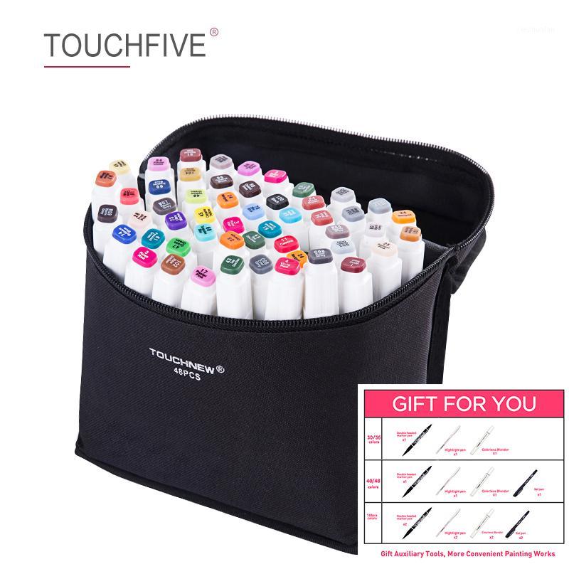 

TouchFIVE 20/30/40/60/80/168 Colors set Art Markers alcohol Dual Headed Graffiti Pen markers manga drawing set liner brush pen1