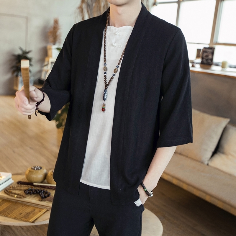 

traditional clothing Japanese jacket male kimono shirt men samurai costume AA001 Q1110, Black;brown