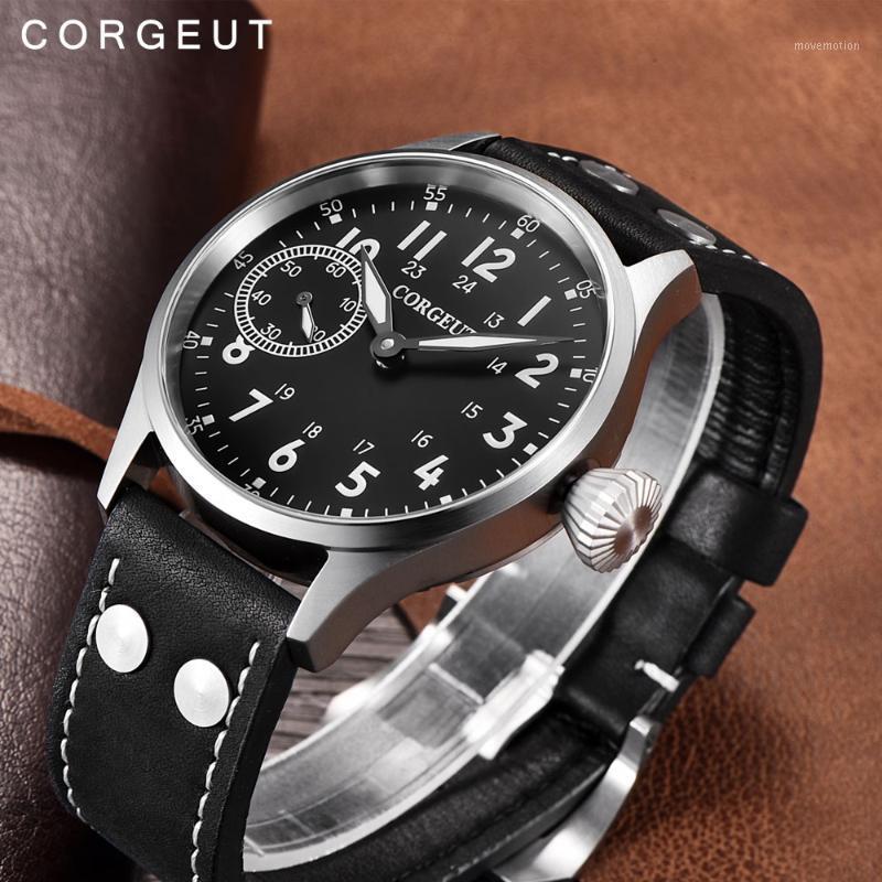 

Corgeut Fashion Leather Top Mechanical Wrist Watch 17 Jewels Hand Winding 6497 ST3600 Fashion Leather Luminous Watches1, 2017a-sw