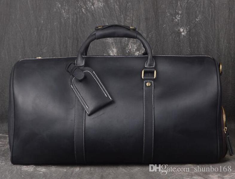 

Outdoor Packs Duffel 50 55cm Genuine Leather Women's and Men's Sports Travel Essential, Brown