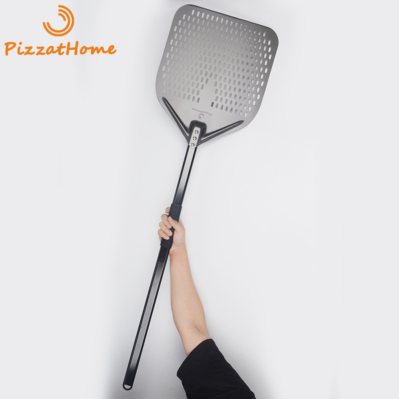 

PizzAtHome New 44/46 Inch Hard Coating Perforated Long Pizza Peel Rectangular Pizza Shovel Removable Paddle Pizza Tool