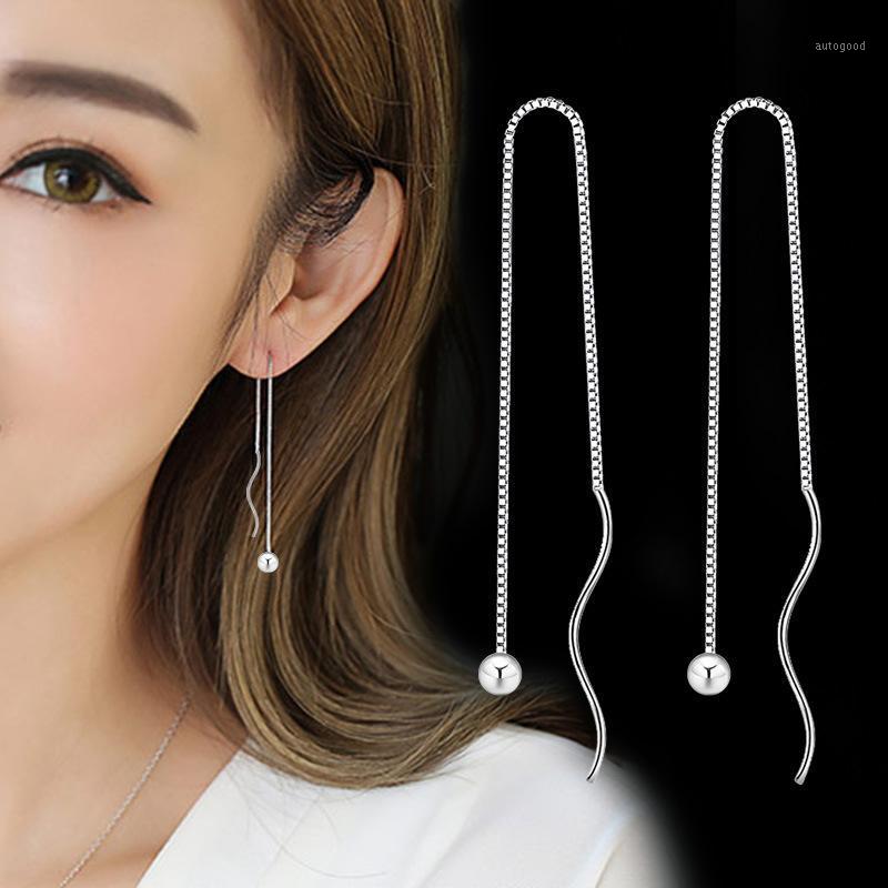 

Stud 100% 925 Sterling Silver Fashion Long Tassels Ladies`stud Earrings Jewelry Wholesale Anti Allergy Gift1