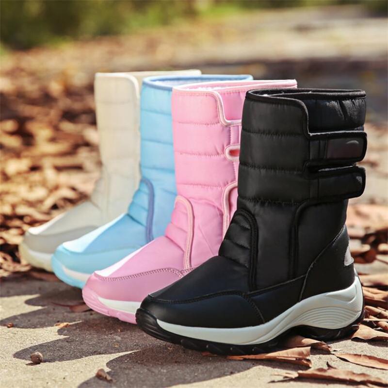 

Women Snow Boots Casual Winter Non-slip Boots Waterproof Warm Mid-Calf Platform Wedges Heels Botas Women Shoes Plus Size, Beige