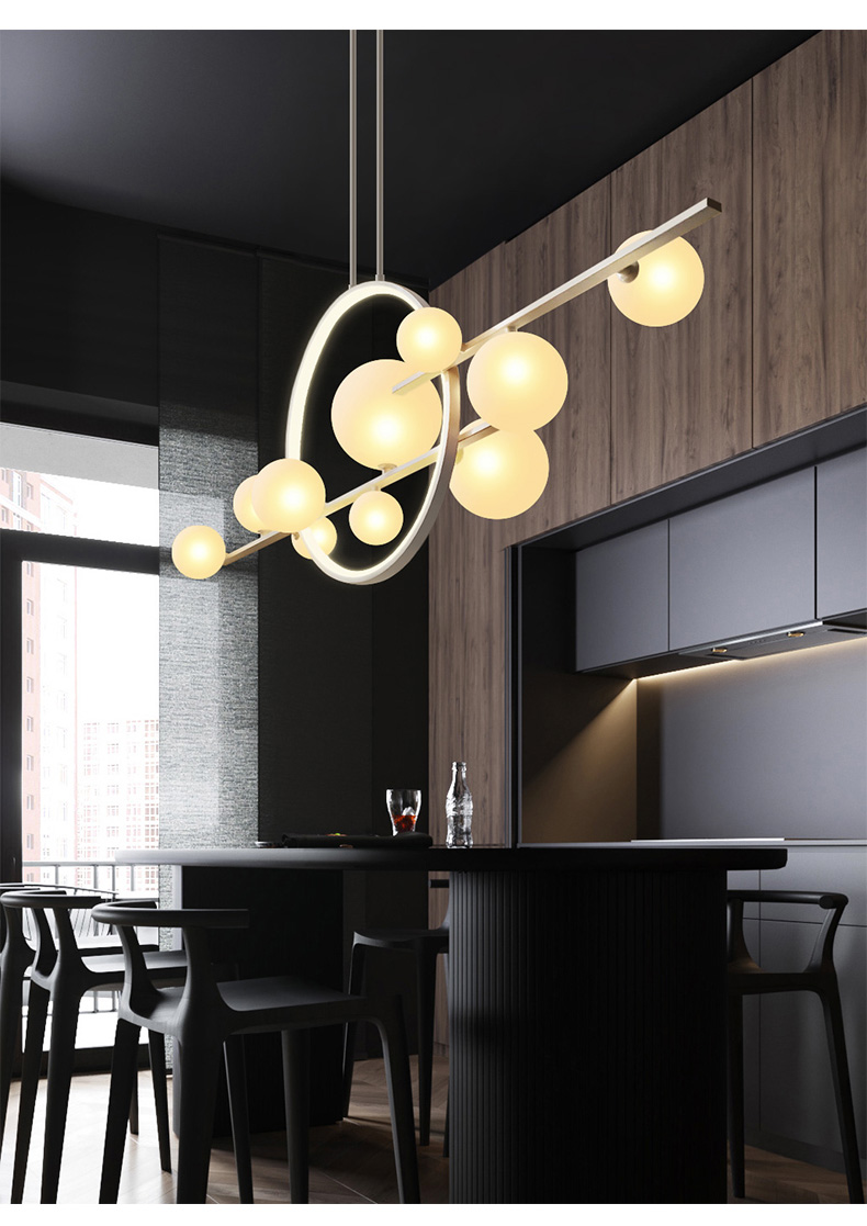 

New LED chandelier lighting transparent glass ball modern long chandelier used in restaurant Nakajima bar cafe office chandelier