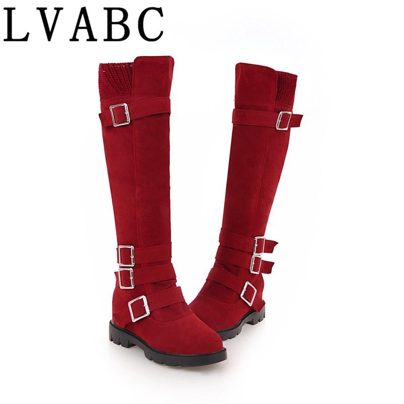 

LVABC 2020 Hot Quality Womens The Knee-High Boots 2020 winter Comfortable High Boots High heel Knee Women Plus size 34-44, Black