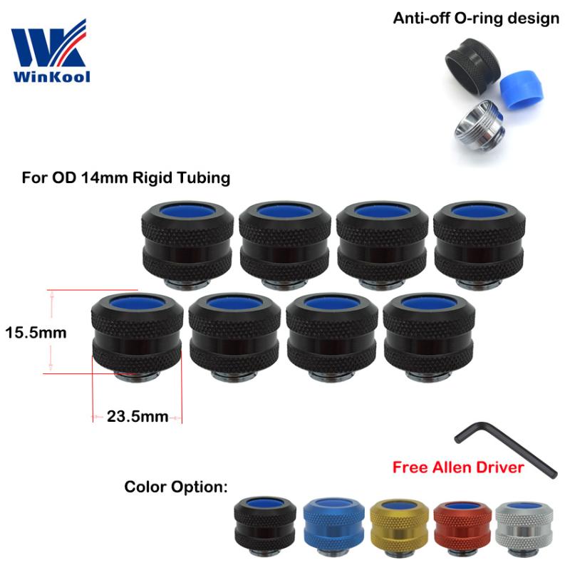

WinKool Quanlity Colorful G1/4" 14MM anti-off Rigid Hard Tube Fitting Adapter with anti off O-ring 8PCS Lot
