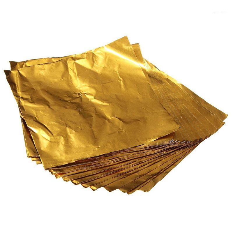 

100pcs Square Sweets Candy Chocolate Lolly Paper Aluminum Foil Wrappers Gold1