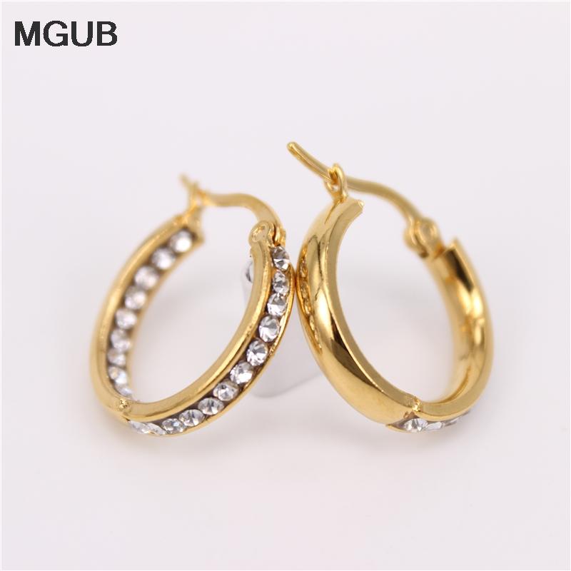 

Stainless steel 20mm-55mm diameter earrings Inside and outside transparent crystal earrings Exquisite For Women LH588