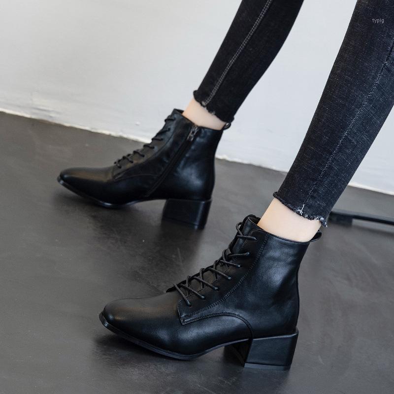 

Swyivy Ins Hot Sale Thick Heel Boots Women Shoes Black Work 2021 Autumn New Female Sexy Pointed Toe Ankle Boots Ladies1
