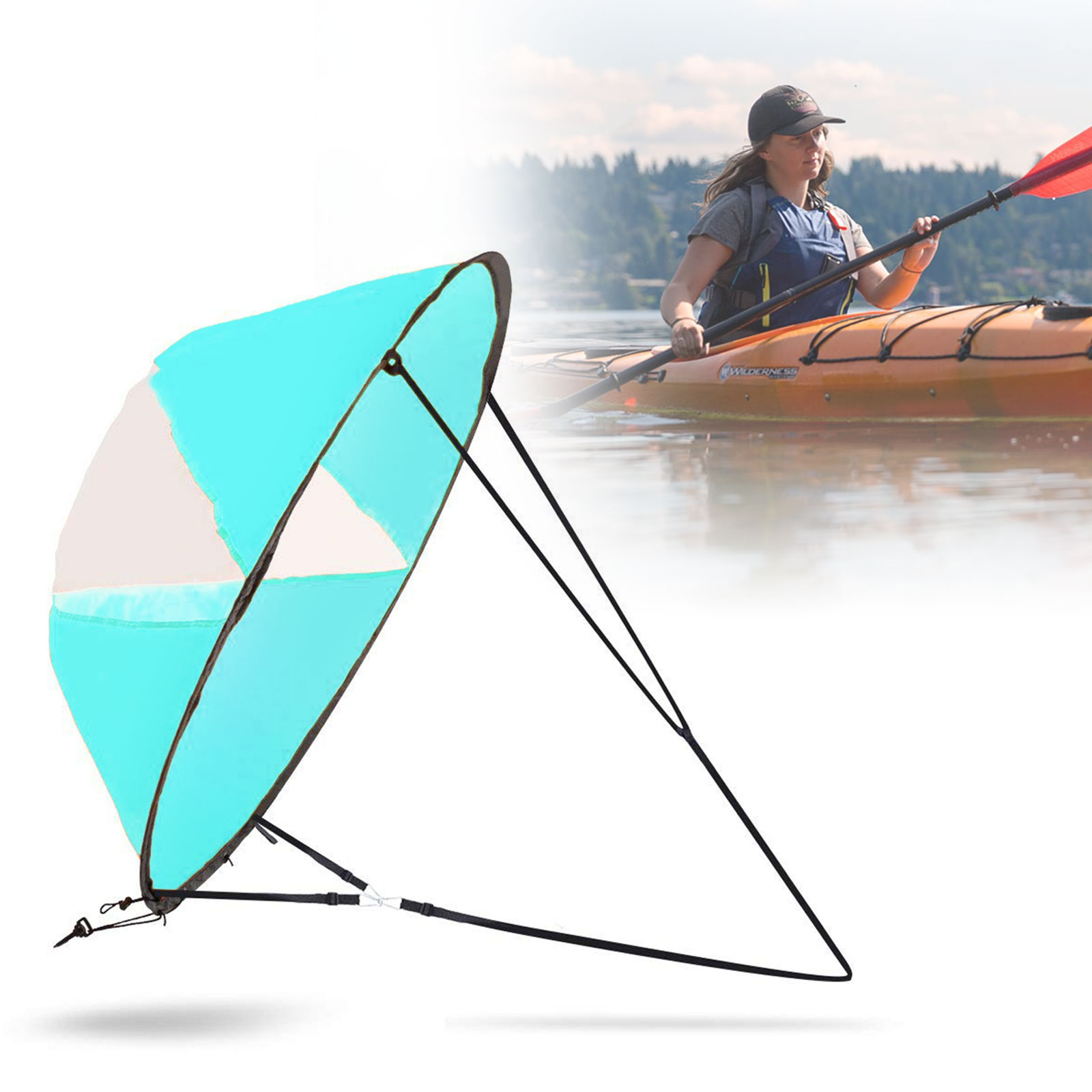 

42" Portable PVC Downwind Wind Paddle Instant Popup Board Sail Kayak Accessories