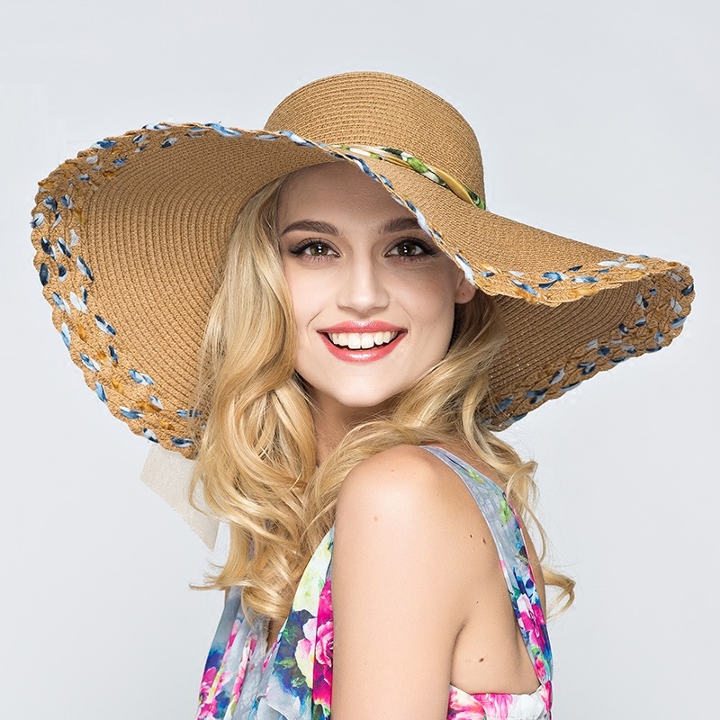 

Hot Sale Summer Floppy Straw Hats Casual Vacation Travel Wide Brimmed Sun Hats Foldable Raffia Beach Cap for Women B-7396, Red