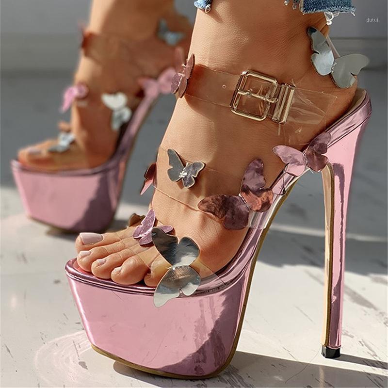 

Summer Women Sandals Super Sexy High Heels Shoes Ladies Platform Buckle Strap Butterfly Sandals Female Bridal Party Shoes1, Pink