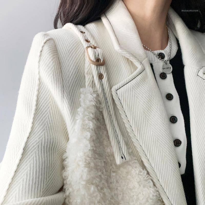 

Italian imported worsted white lamb wool splicing wool suit woolen coat women' new fashion in autumn and winter 20201, See chart