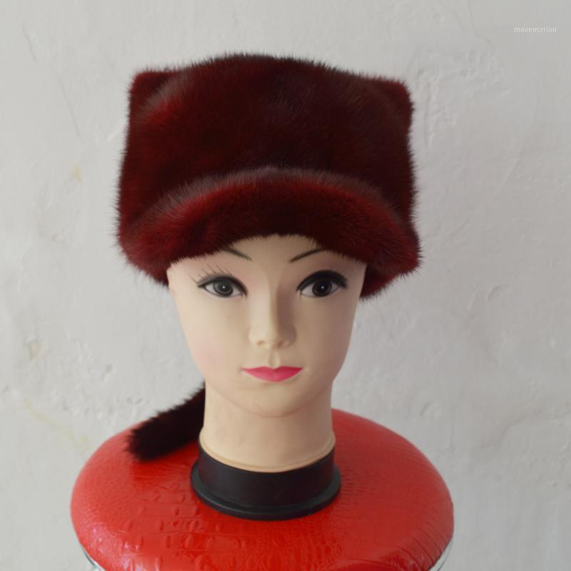 

AU930 Free Size Russian Girl Favored Luxury Hats Europe Wine Color Winter Women Hat with Tail Fashionable Fluffy Women Caps1, Brown