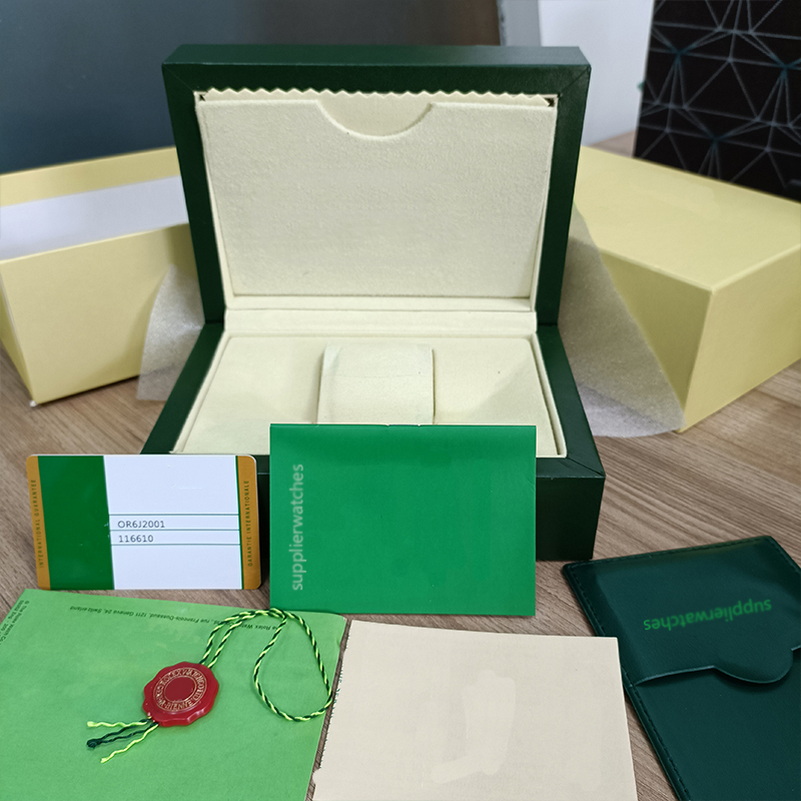 

Hjd Rolex Luxury watch Mens Watch Box Cases Original Inner Outer Womans Watches Boxes Men Wristwatch Green Boxs booklet card 116610 Accessories Certificate diving