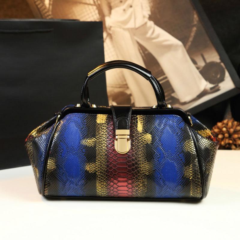 

Fashion Women Leather Handbags Luxury Serpentine Pu Leather Material Women Bag High Quality Luxury Designer Female Bag, Purple