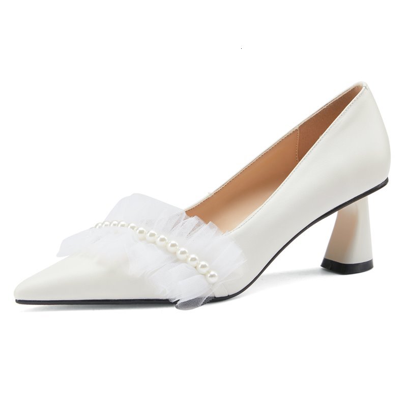 

2021 New Size 34-43 Genuine Pumps Feminine Toe High Spring Heels Ladies Prom Wedding Shoes F0DC, Beige